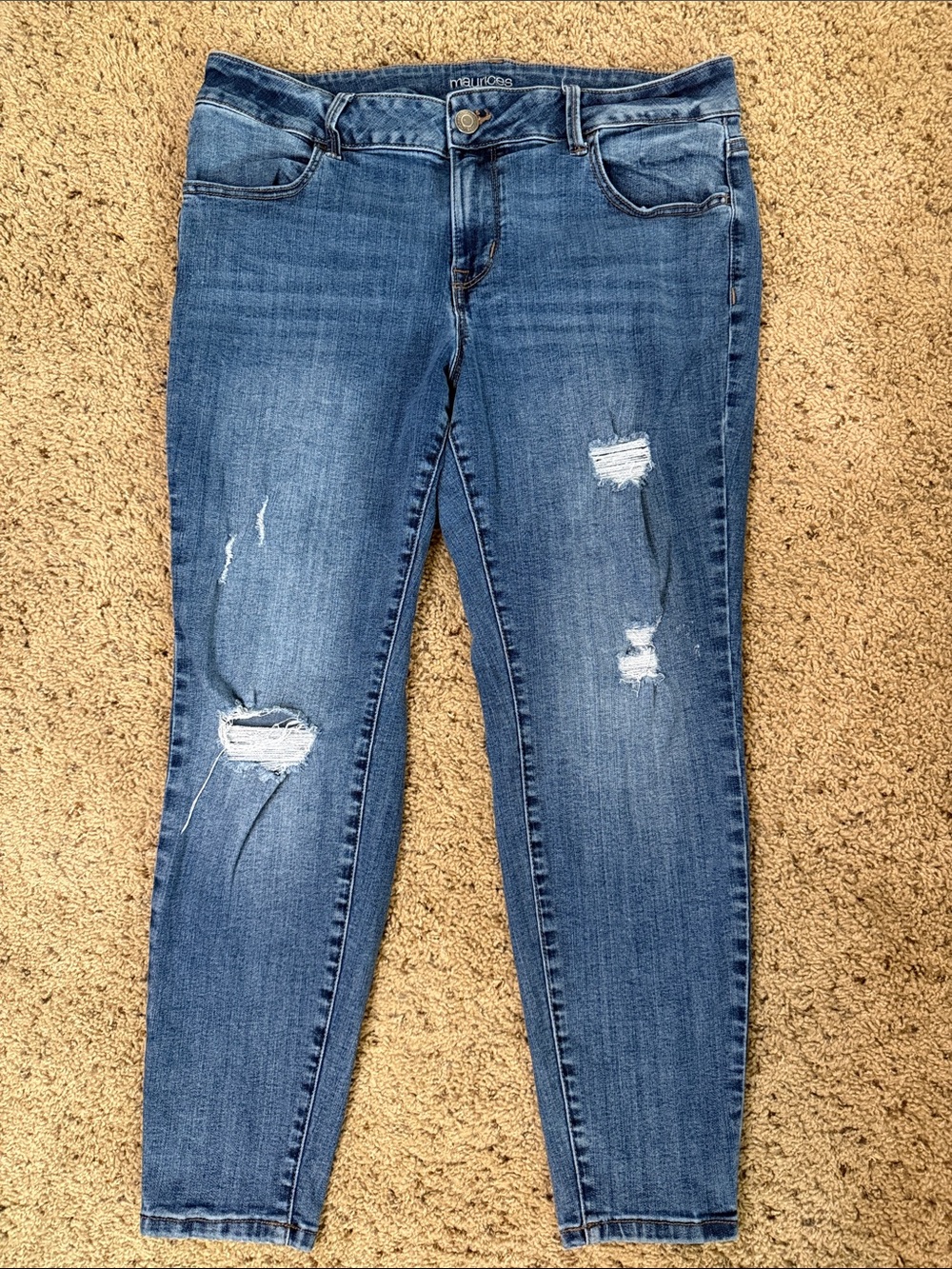 Maurices Medium Blue Ripped Skinny Jeans for Women